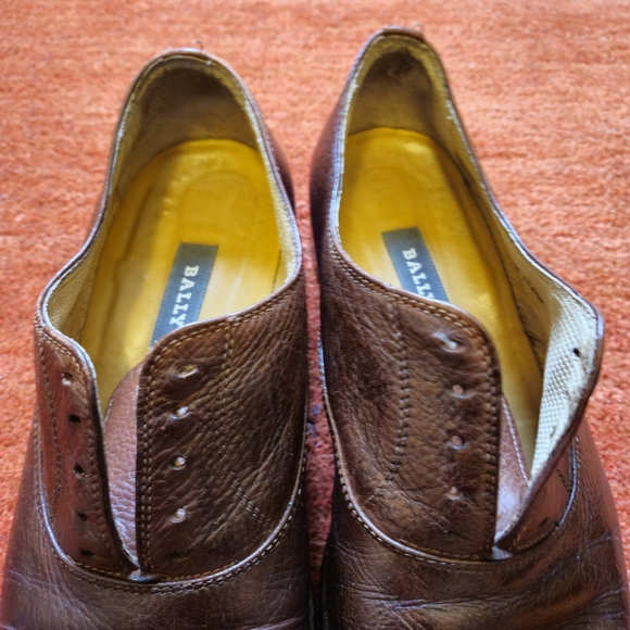Bally Men's Dress Shoes Brown Leather Oxford  Lace up Size 9 Made In Italy - Picture 8 of 10